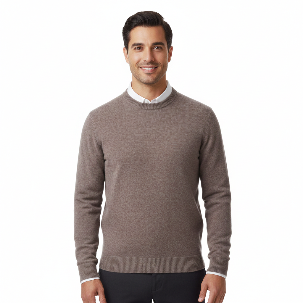 Men's Merino Wool Crew Neck Sweater | Elegant Breathable Knit Top