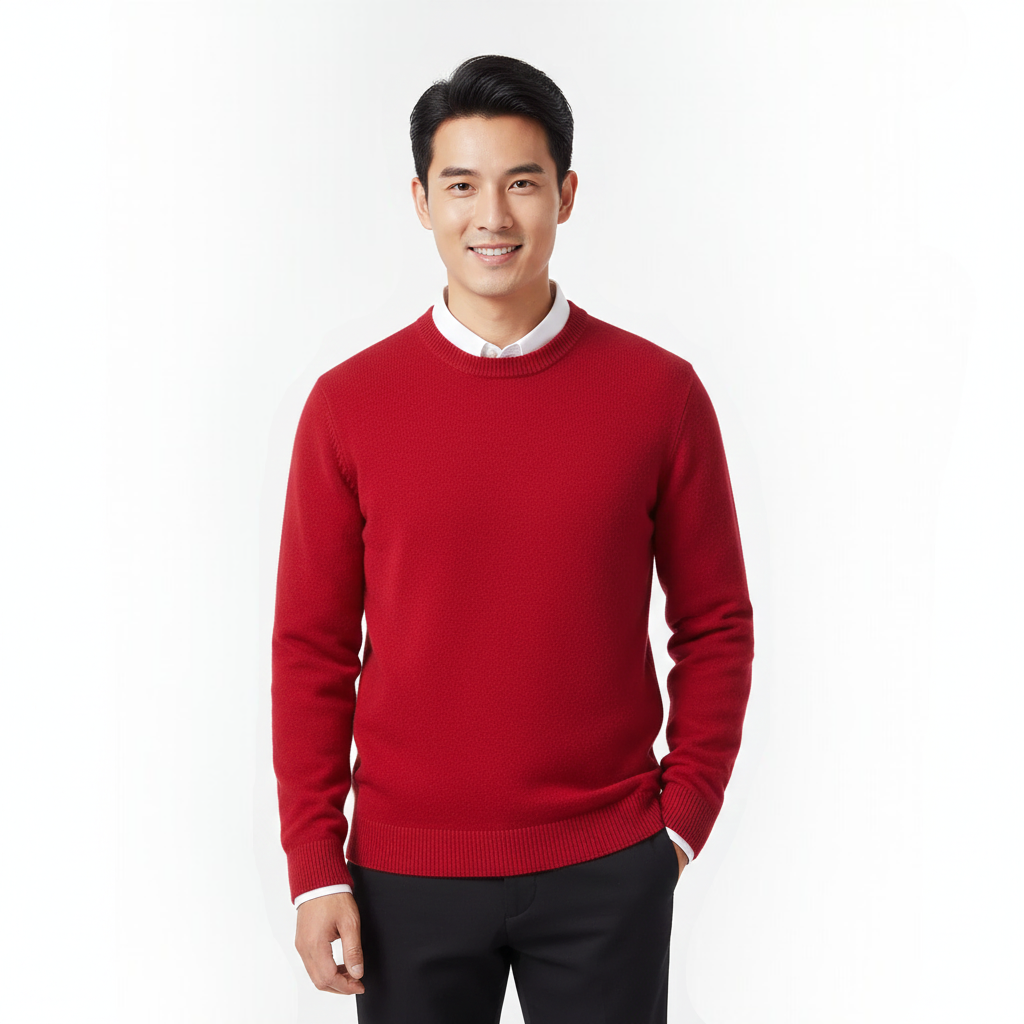 Men's Merino Wool Crew Neck Sweater | Elegant Breathable Knit Top
