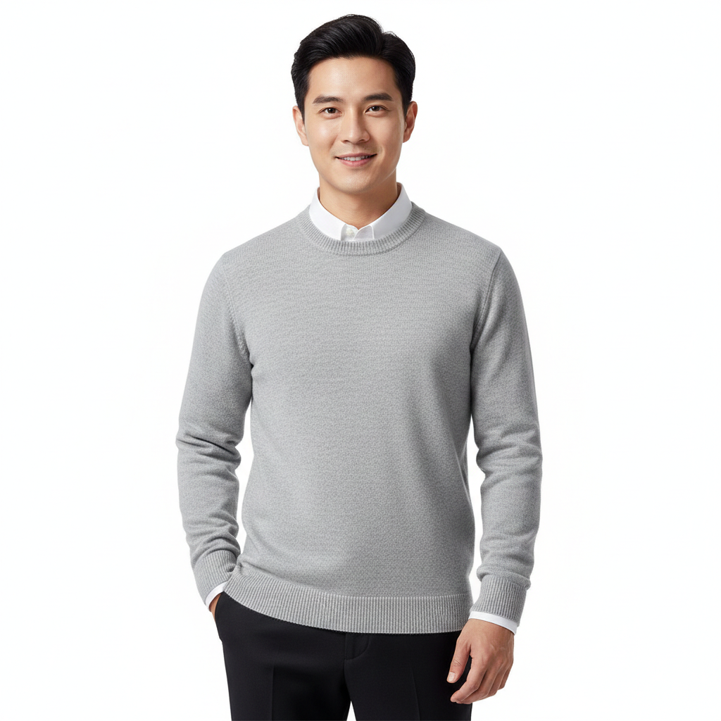 Men's Merino Wool Crew Neck Sweater | Elegant Breathable Knit Top