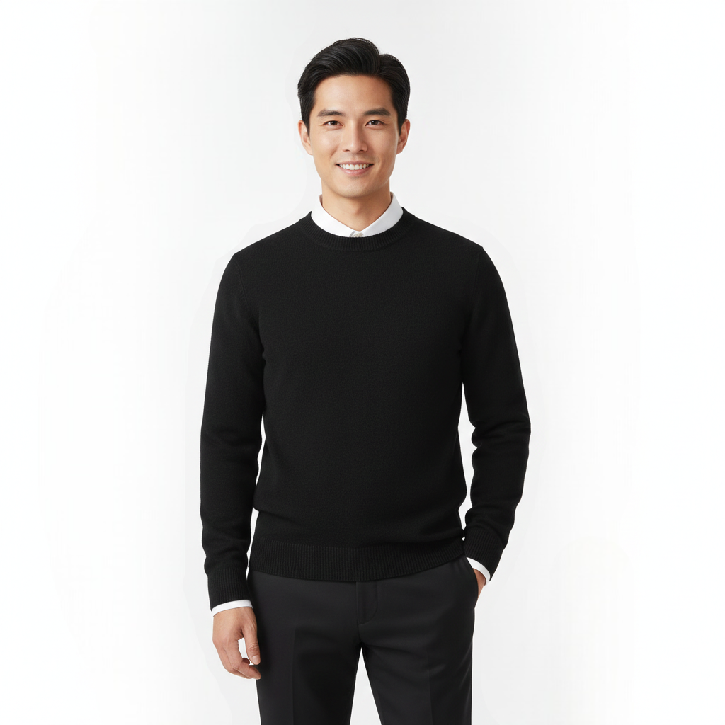 Men's Merino Wool Crew Neck Sweater | Elegant Breathable Knit Top