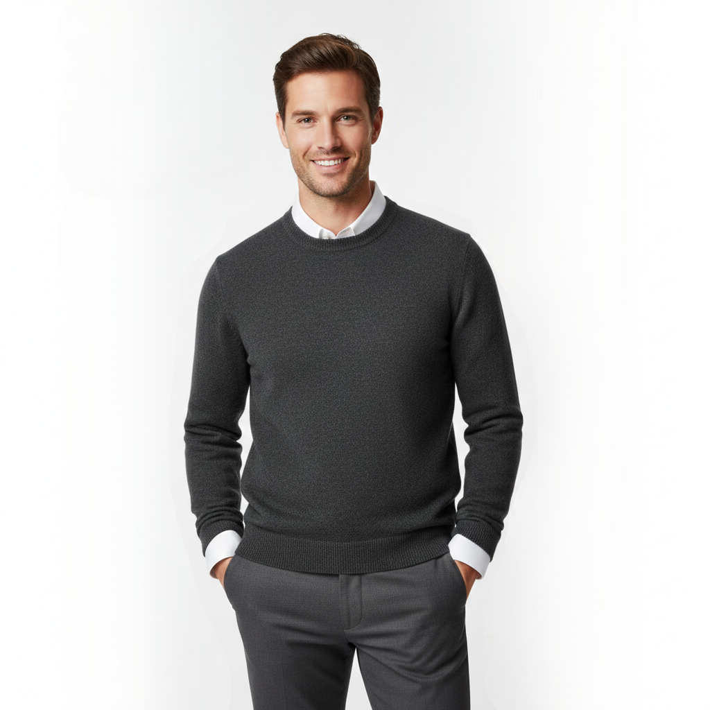 Men's Merino Wool Crew Neck Sweater | Elegant Breathable Knit Top