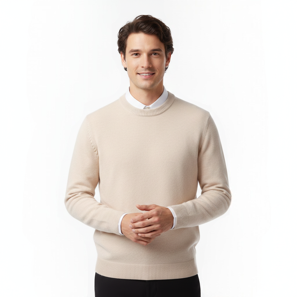 Men's Merino Wool Crew Neck Sweater | Elegant Breathable Knit Top