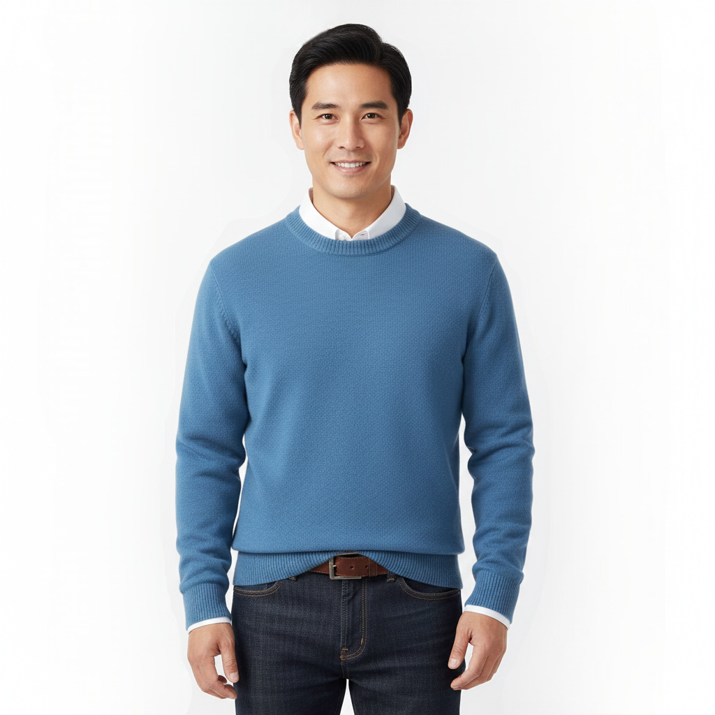 Men's Merino Wool Crew Neck Sweater | Elegant Breathable Knit Top