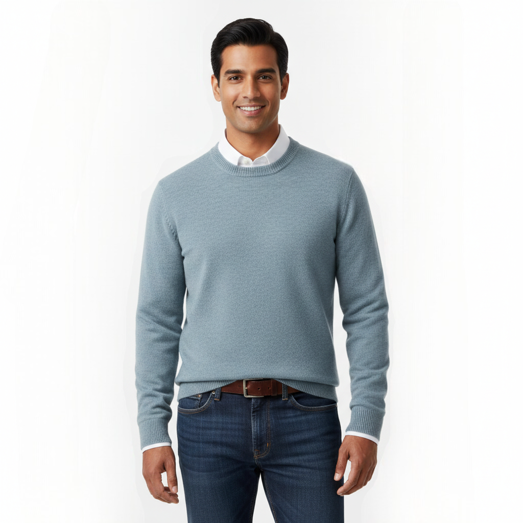 Men's Merino Wool Crew Neck Sweater | Elegant Breathable Knit Top