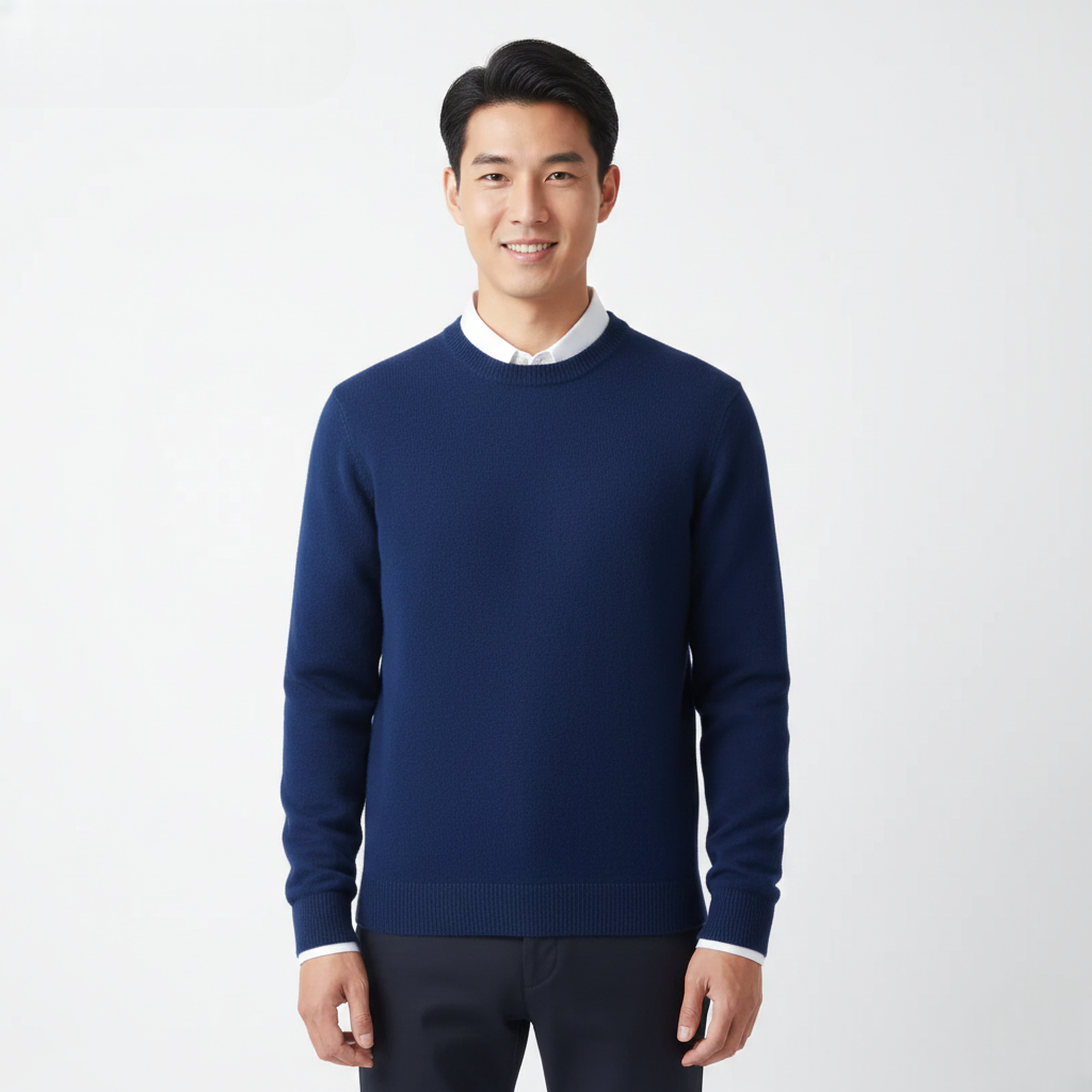Men's Merino Wool Crew Neck Sweater | Elegant Breathable Knit Top