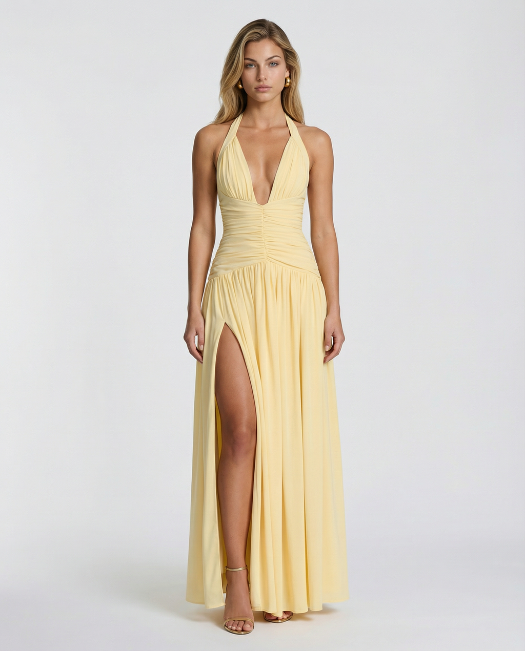 Margaret | Maxi Dress with Halter Neck and Ruched Corset