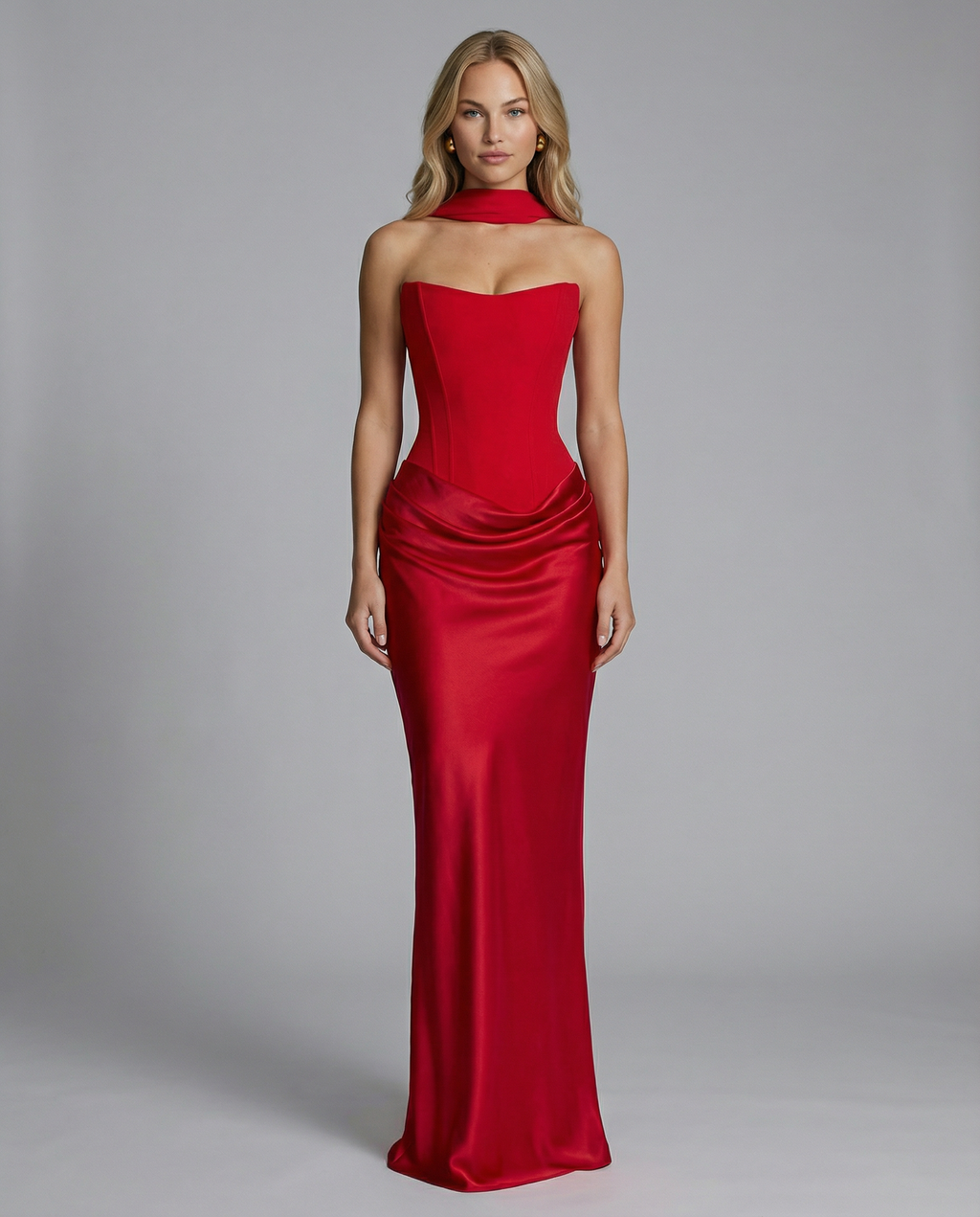 Gemma | Maxi Dress with Strapless Corset and Draped Skirt