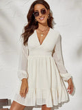 Women's Polka Dot Fit and Flare Dress | Elegant Long Sleeve Casual Midi